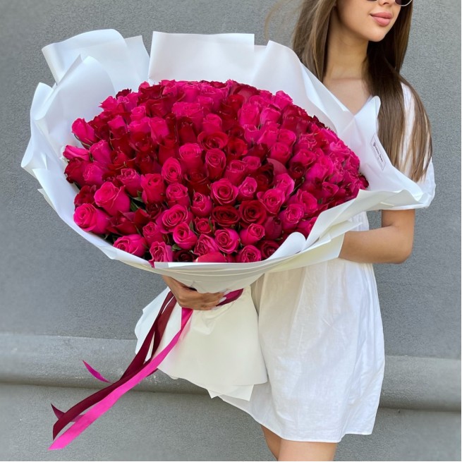 Букет 101 розовая роза с доставкой в Самаре 