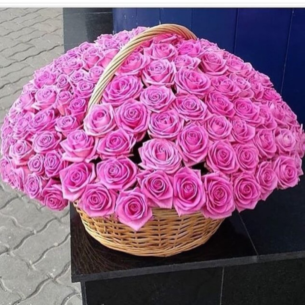 Супер - 101 роза в корзине - купить цветы в Самаре с доставкой — Клумба-  купить цветы в Самаре с доставкой — Клумба